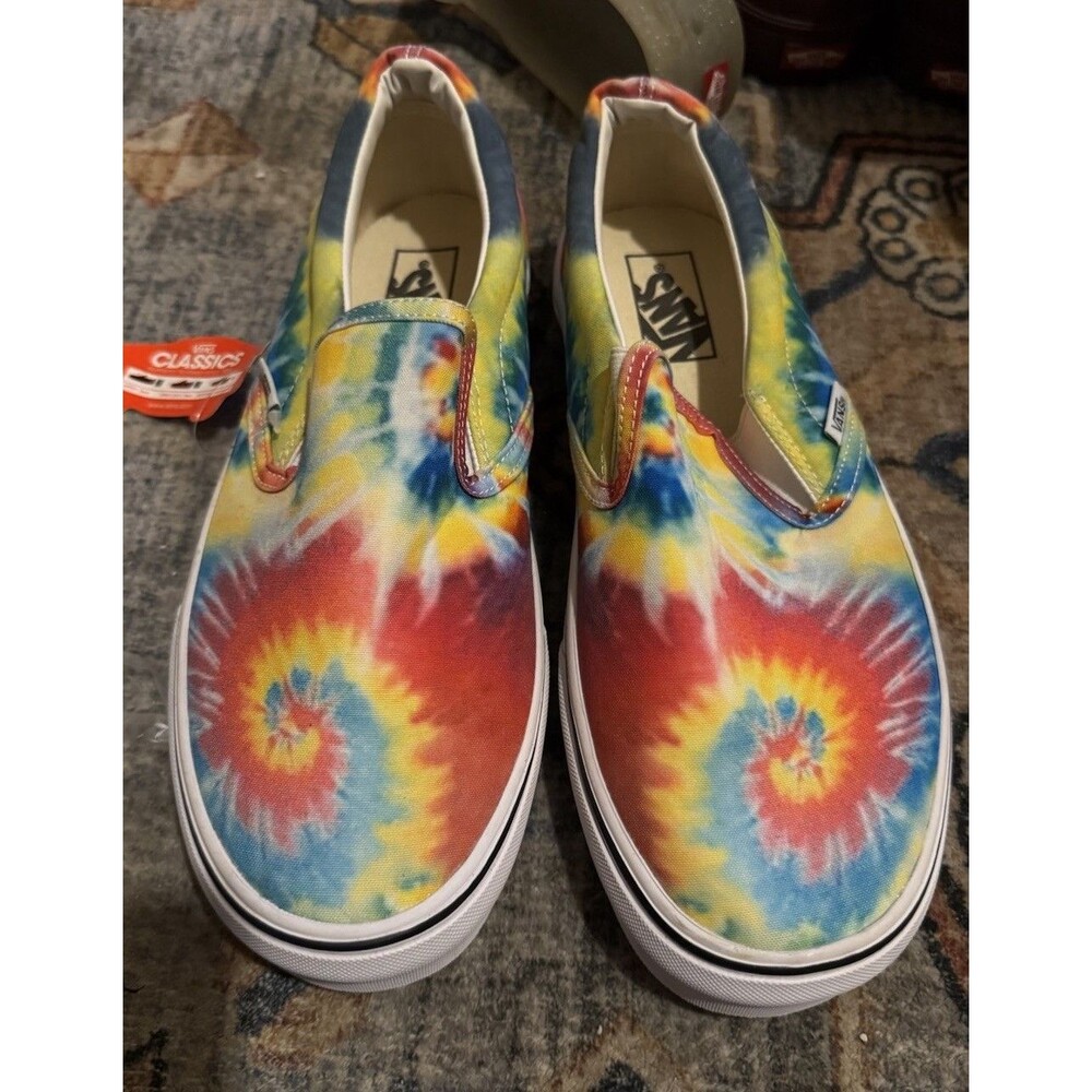 NWT Vans Asher Tie Dye Slip On Skate Shoes Multicolor Men 8.5 Women 10
